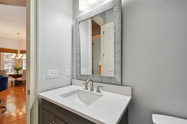 Bathroom, Interior, Pendant Lights, Wood Texture Flooring