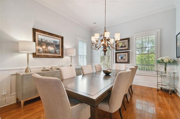 Chandelier, Dining room, Interior, Wood Texture Flooring