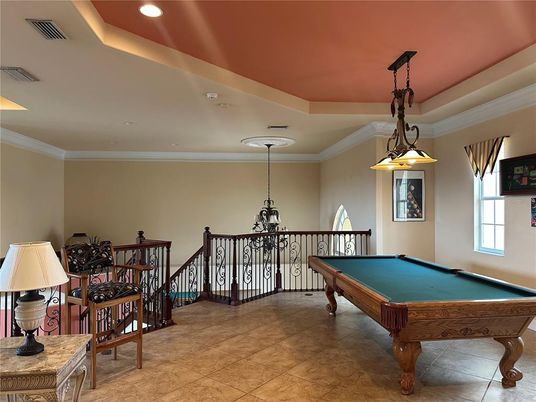 Billiard Table, Game Room, Interior, Pendant Lights, Recessed Lighting