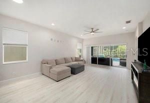 Bedroom, Interior, Living room, Recessed Lighting, Wood Texture Flooring