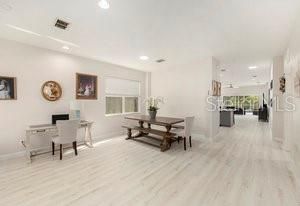 Home Office, Interior, Recessed Lighting, Wood Texture Flooring