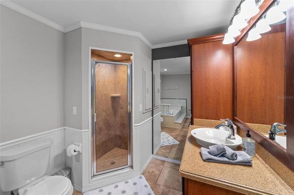 Bathroom, Glass Shower, Interior, Recessed Lighting