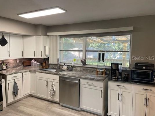 Interior, Kitchen, Stainless Steel Appliances, Wood Texture Flooring