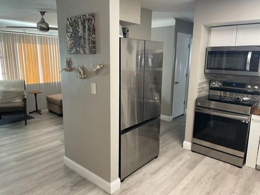 Interior, Kitchen, Stainless Steel Appliances, Wood Texture Flooring