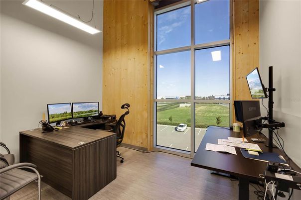 Home Office, Interior, Wood Texture Flooring, Wooden Walls