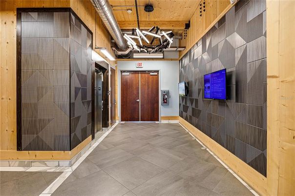 Elevator, Interior, Wooden Ceilings, Wooden Walls