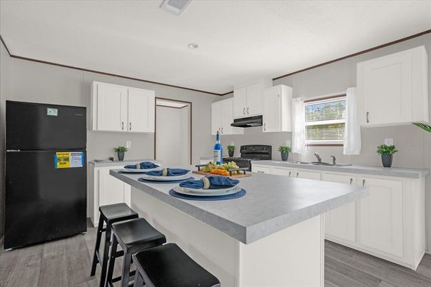 Interior, Kitchen, Recessed Lighting, Wood Texture Flooring