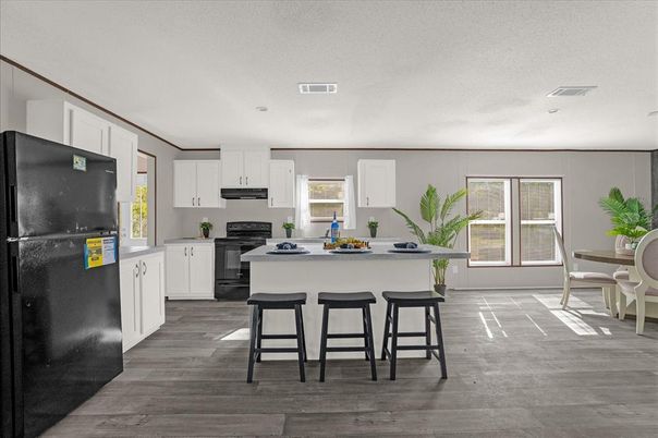 Interior, Kitchen, Recessed Lighting, Wood Texture Flooring