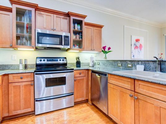 Interior, Kitchen, Stainless Steel Appliances, Wood Texture Flooring
