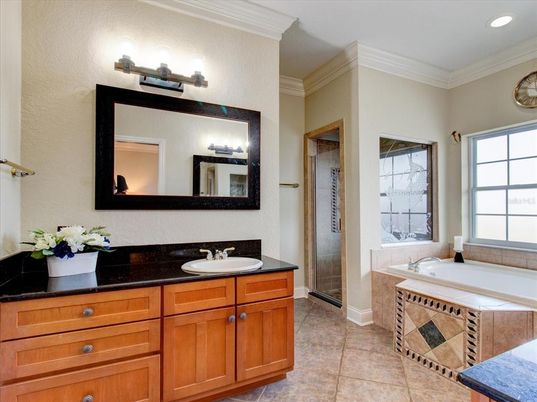 Bathroom, Dual Sink Vanities, Glass Shower, Interior, Recessed Lighting