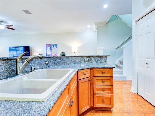 Interior, Kitchen, Recessed Lighting, Wood Texture Flooring