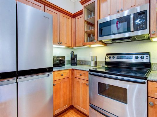 Interior, Kitchen, Stainless Steel Appliances, Wood Texture Flooring