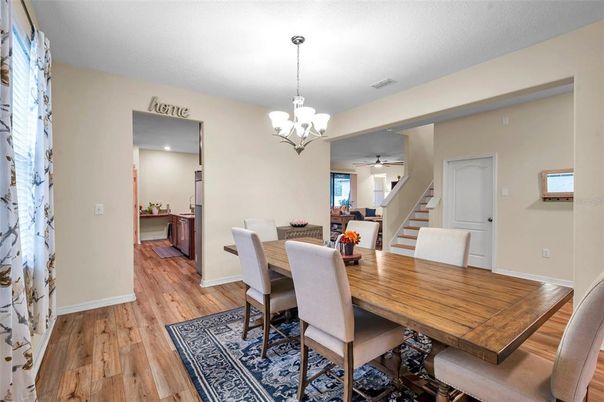 Chandelier, Dining room, Interior, Wood Texture Flooring