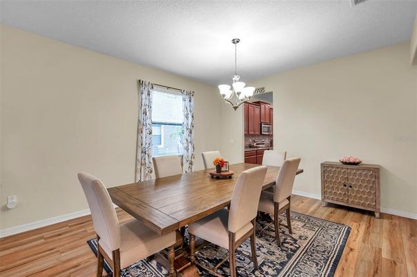 Chandelier, Dining room, Interior, Wood Texture Flooring