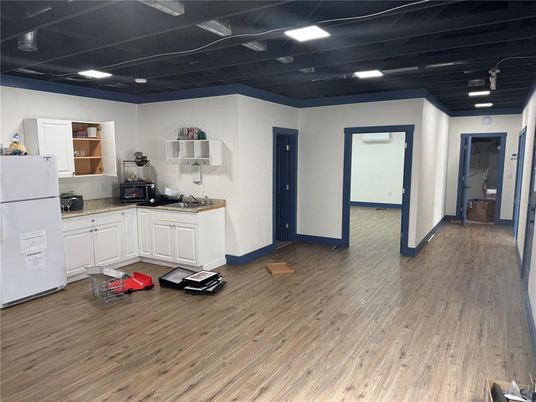 Interior, Kitchen, Recessed Lighting, Wood Texture Flooring