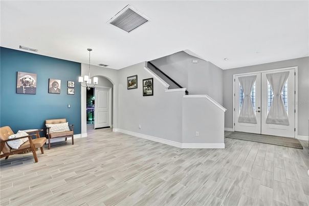 Chandelier, Interior, Wood Texture Flooring