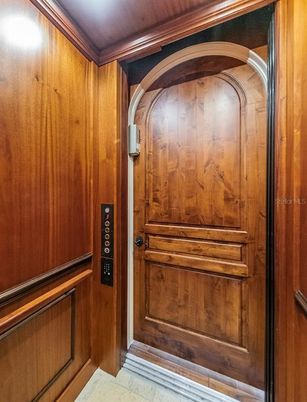 Elevator, Interior, Wooden Walls