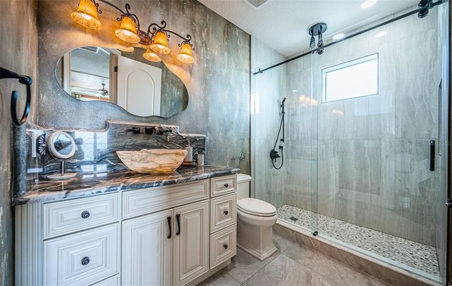 Bathroom, Glass Shower, Interior, Recessed Lighting