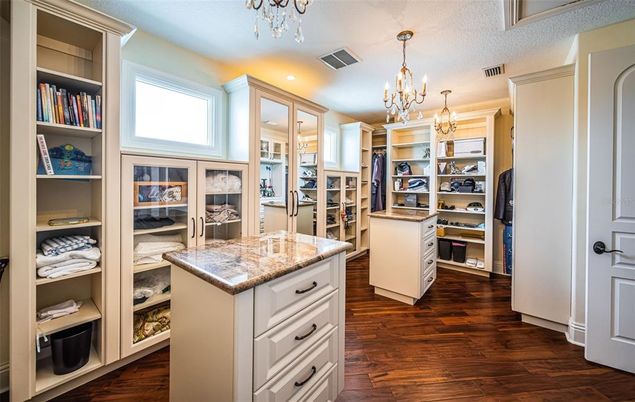 Chandelier, Interior, Recessed Lighting, Walk-in Closets, Wood Texture Flooring
