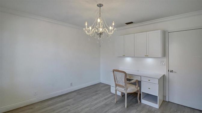 Chandelier, Home Office, Interior, Wood Texture Flooring