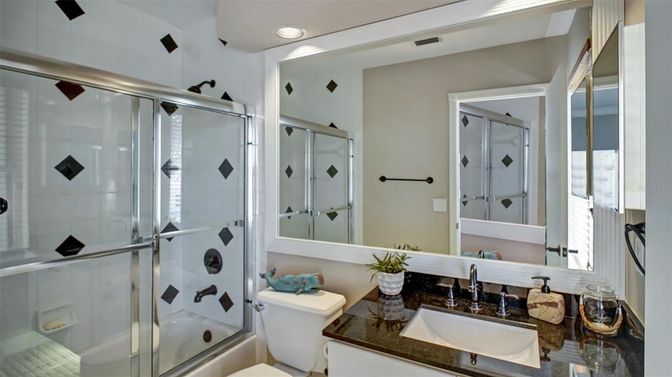 Bathroom, Glass Shower, Interior, Recessed Lighting