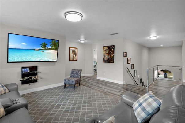 Interior, Living room, Recessed Lighting, Wood Texture Flooring