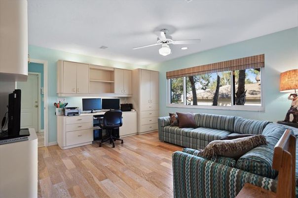 Home Office, Interior, Recessed Lighting, Wood Texture Flooring