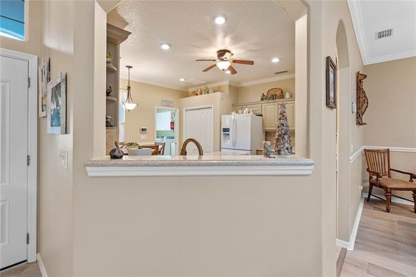 Interior, Kitchen, Pendant Lights, Recessed Lighting, Wood Texture Flooring