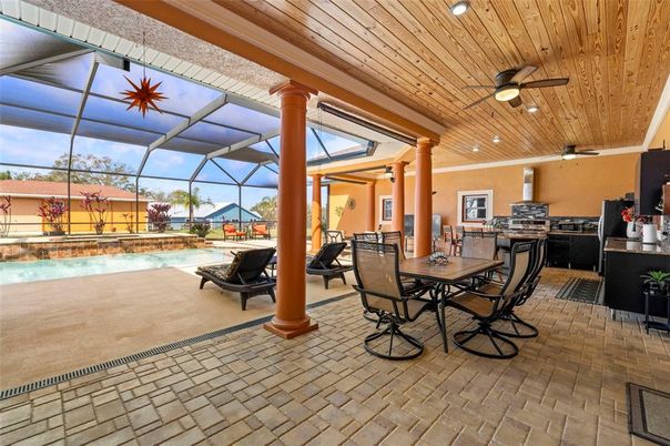 Dining room, Glass Ceilings, Interior, Pool, Recessed Lighting, Sun Room, Wooden Ceilings