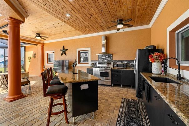 Interior, Kitchen, Recessed Lighting, Stainless Steel Appliances, Wooden Ceilings