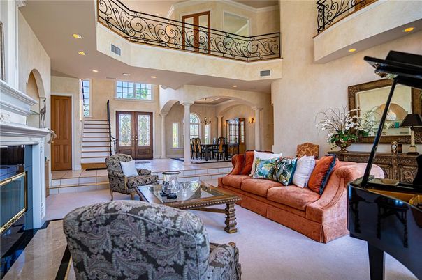 Dining room, Fireplace, Interior, Living room, Piano, Recessed Lighting