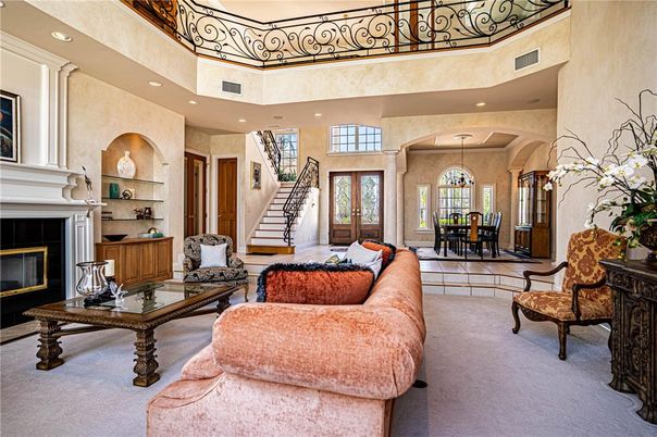 Dining room, Fireplace, Interior, Living room, Pendant Lights, Recessed Lighting