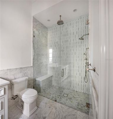 Bathroom, Glass Shower, Interior, Marble, Marble Walls