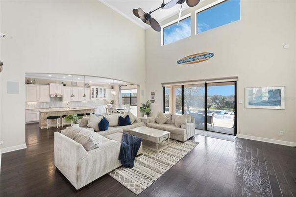 Interior, Kitchen, Living room, Pendant Lights, Recessed Lighting, Stainless Steel Appliances, Wood Texture Flooring