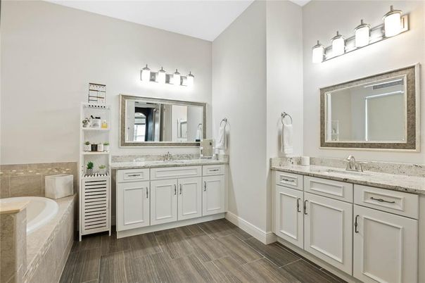 Bathroom, Dual Sink Vanities, Interior, Wood Texture Flooring