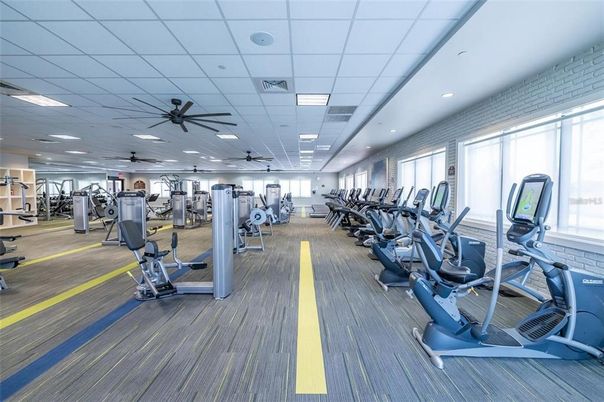 Fitness Equipment, Gym, Interior, Recessed Lighting