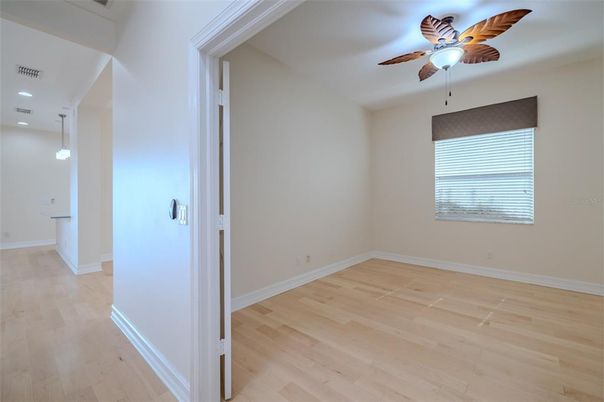 Empty room, Interior, Pendant Lights, Recessed Lighting, Wood Texture Flooring