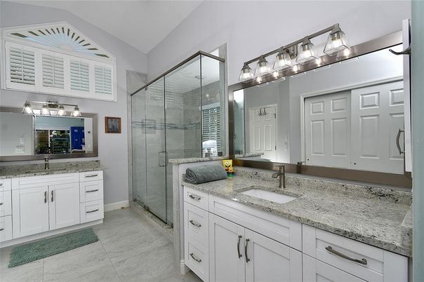 Bathroom, Dual Sink Vanities, Glass Shower, Interior