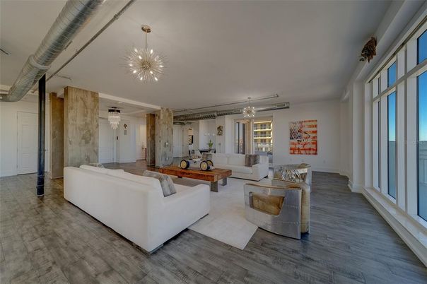 Interior, Living room, Pendant Lights, Wood Texture Flooring