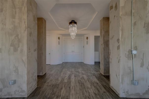 Chandelier, Interior, Wood Texture Flooring