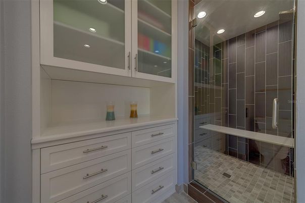 Bathroom, Glass Shower, Interior, Recessed Lighting, Walk-in Closets