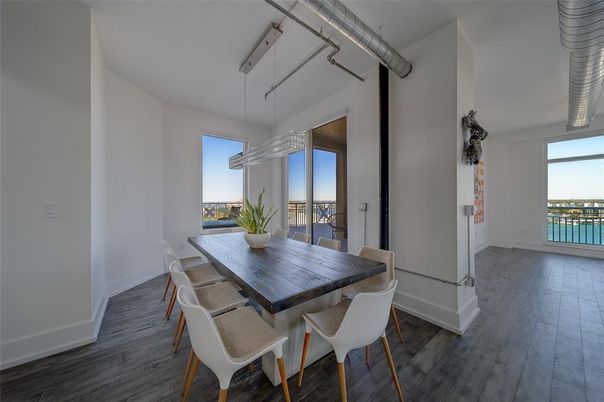 Chandelier, Dining room, Interior, Pendant Lights, Wood Texture Flooring