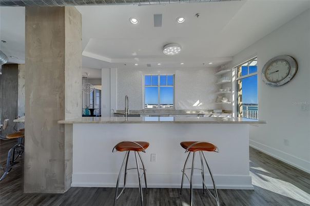 Interior, Kitchen, Recessed Lighting, Wood Texture Flooring