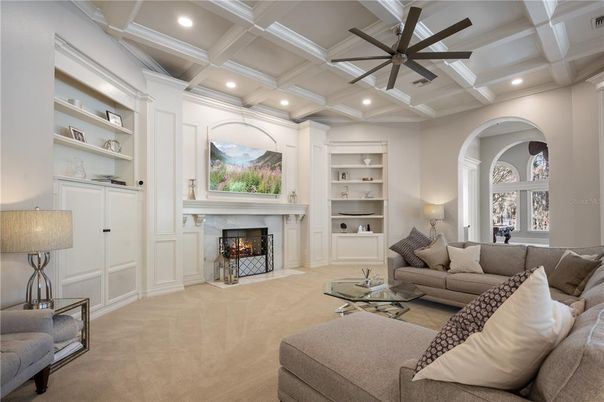 Fireplace, Interior, Living room, Recessed Lighting