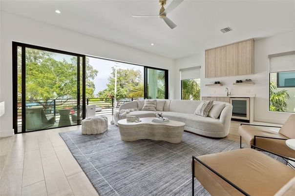 Interior, Living room, Recessed Lighting, Wood Texture Flooring