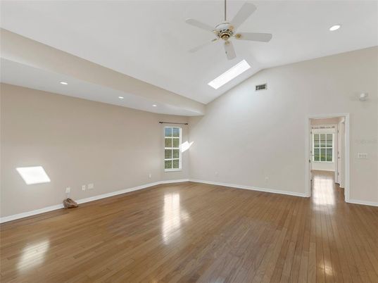 Empty room, Interior, Recessed Lighting, Wood Texture Flooring