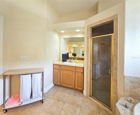Bathroom, Glass Shower, Interior, Recessed Lighting