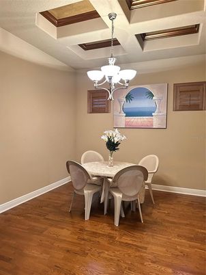 Chandelier, Dining room, Interior, Wood Texture Flooring