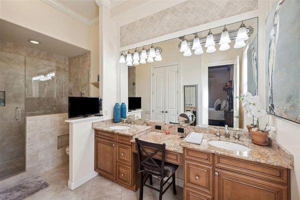 Bathroom, Dual Sink Vanities, Glass Shower, Interior, Recessed Lighting