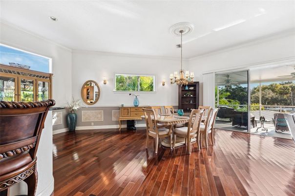 Chandelier, Dining room, Interior, Wood Texture Flooring